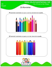 Resimli Zıt Kavram Çalışma Sayfaları